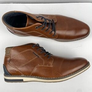 Freeman Chukka Boots Brown Leather  Navy Office Business Casual - Mens Size 9.5